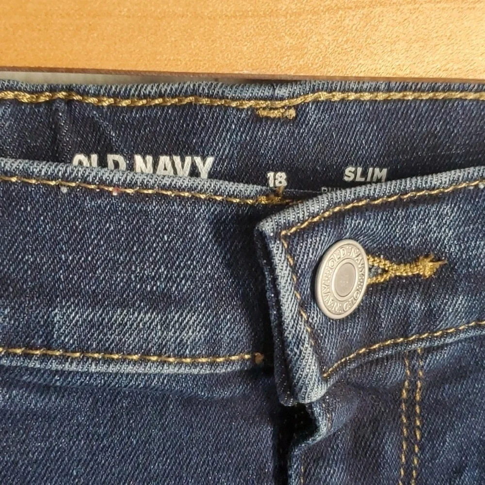 Old Navy jeans boys size 18 blue slim 360‎ stretch adjustable waist destroyed